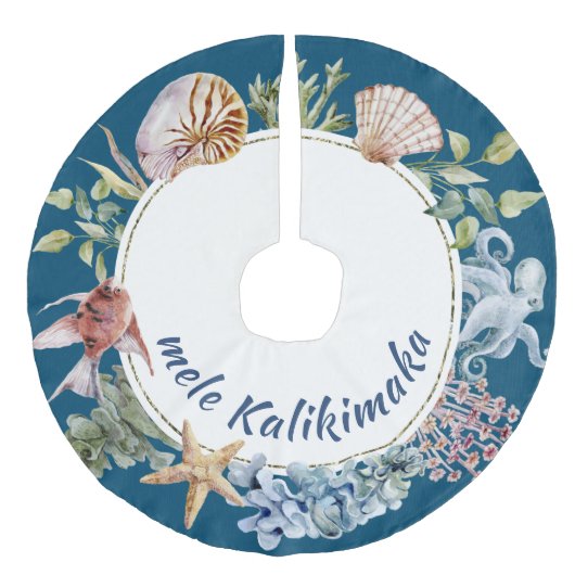 メレカリキマカ沿岸熱帯テーマクリスマス フェイクリネンツリースカート (正面)