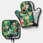 メレカリキマカ熱帯ジャングルバード 鍋つかみ&鍋敷きセット (正面/裏面)