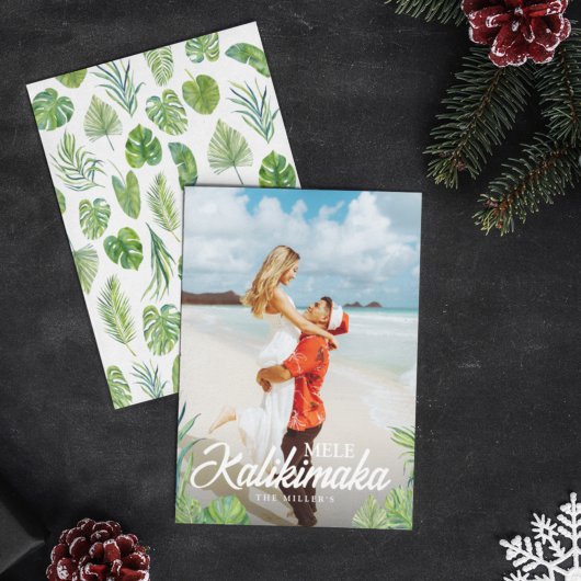 メレカリキマカ熱帯パームクリスマスフォト シーズンカード