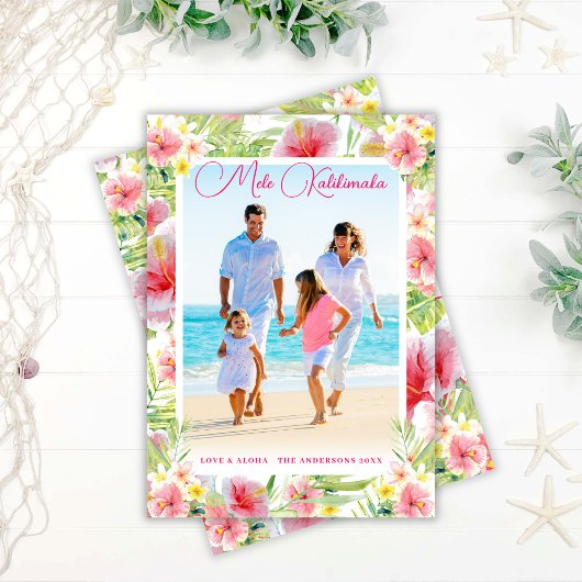 メレカリキマカ熱帯フローラクリスマスフォト シーズンカード