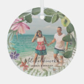 メレカリキマカ熱帯リースフォトグラスオルネーム ガラスオーナメント (正面)