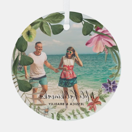 メレカリキマカ熱帯リースフォトグラスオルネーム ガラスオーナメント (裏面)