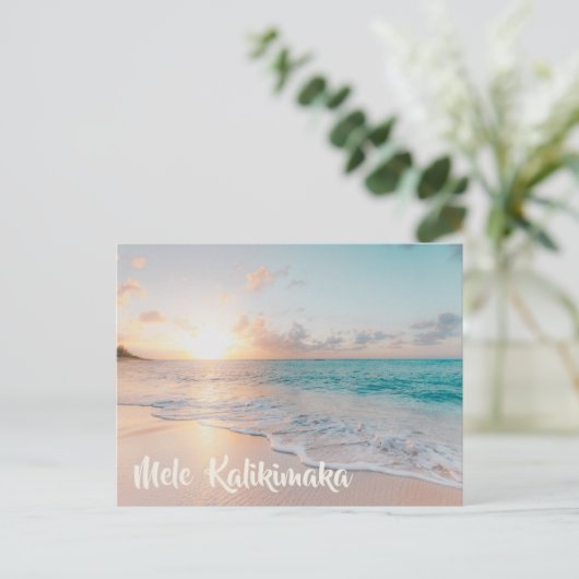 メレカリキマカ熱帯島写真クリスマス ポストカード (スタンド正面)