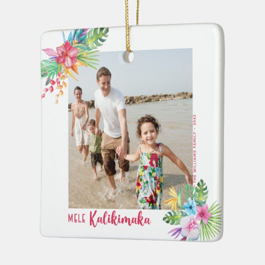 メレカリキマカ熱帯花フォトクリスマス セラミックオーナメント (左)