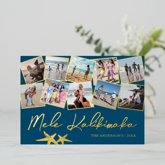 メレカリキマカ10フォトコラージフォイルホリデーカード 箔シーズンカード (立ち正面)