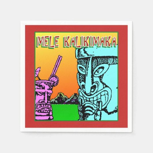 メレカリキマカ – ハワイアンクリスマスティキラブ スタンダードカクテルナプキン (正面)