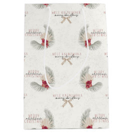 メレカリキマカ、ハワイアンスタイルクリスマス ミディアムペーパーバッグ