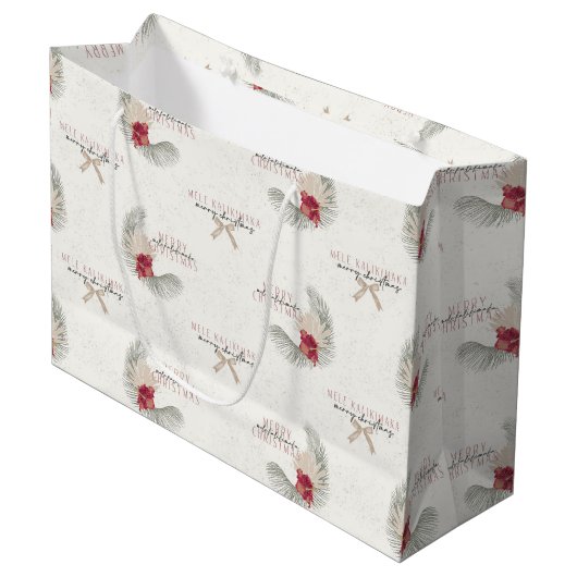 メレカリキマカ、ハワイアンスタイルクリスマス ラージペーパーバッグ (正面アングル)