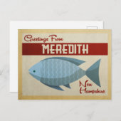 メレディスニューハンプシャーブルーフィッシュヴィンテージトラベル ポストカード (正面/裏面)