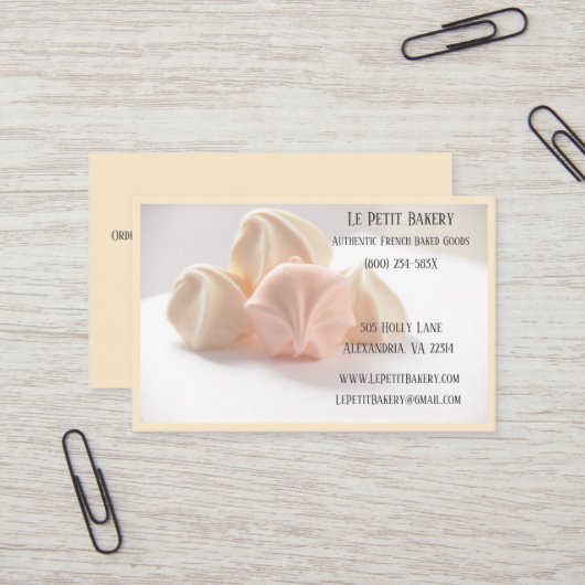 メレンゲベーカリーベーカー生地ベークショップシェフ 名刺 (正面/裏面インサイチュ)