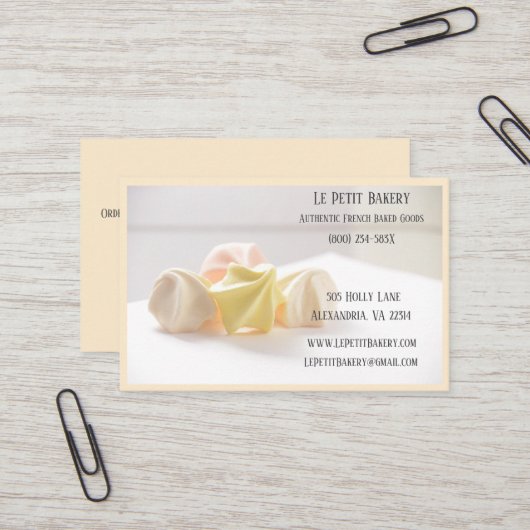メレンゲベーカリーベーカー生地ベークショップシェフ 名刺 (正面/裏面インサイチュ)