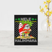 メレ・カリキマカ サンタクロース サーファー ギター ハワイアン カード (黄色い花)