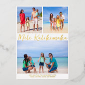 メレ・カリキマカ ビーチ ファミリー フォト コラージュ ゴールド 箔シーズンカード (正面)