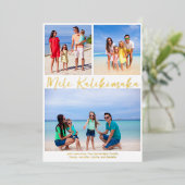 メレ・カリキマカ ビーチ ファミリー フォト コラージュ ゴールド 箔シーズンカード (立ち正面)