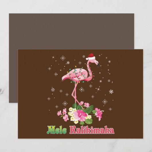 メレ・カリキマカ フラミンゴ サンタ クリスマス 楽しい 招待状 (正面/裏面)