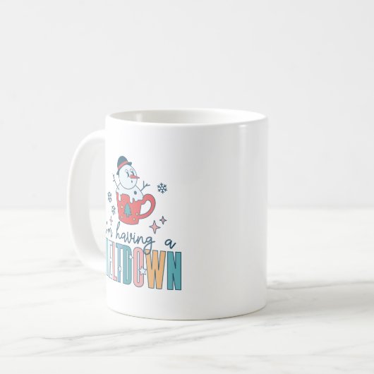 メロおもしろいットにかわいい雪だるまをしている コーヒーマグカップ (正面左)