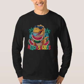 メロおもしろいンサウルス恐竜スイカ夏バカット Tシャツ
