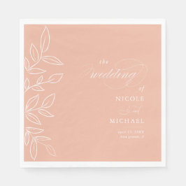 メロエレガントピンクミニマ葉リスト結婚ズ スタンダードランチョンナプキン