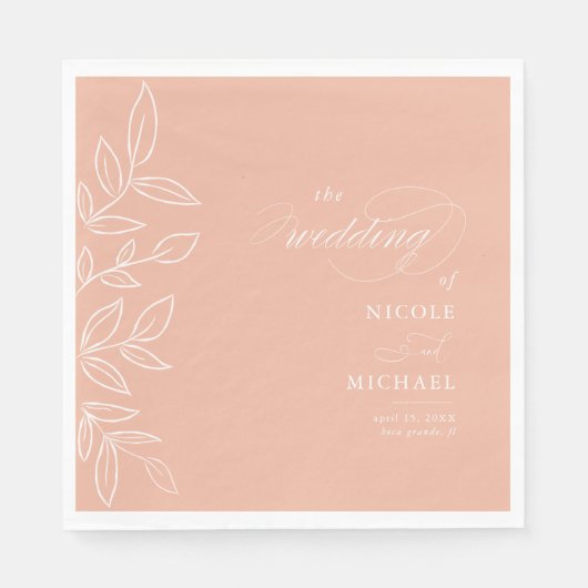 メロエレガントピンクミニマ葉リスト結婚ズ スタンダードランチョンナプキン (正面)