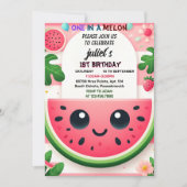 メロクールン1歳の誕生日にピンクの夏の1日 招待状 (正面)
