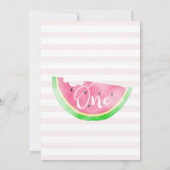 メロストライプのン1歳の誕生日にピンク1杯 招待状 (裏面)