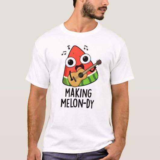 メロディで笑顔になるメロンのダジャレ Tシャツ (正面)