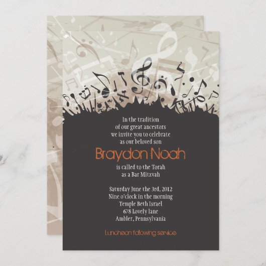メロディオブザトーラバーバルミツワー招待状 招待状 (正面/裏面)