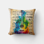 メロディカラフル:絵を描ヴィンテージ音楽のギター クッション (正面)