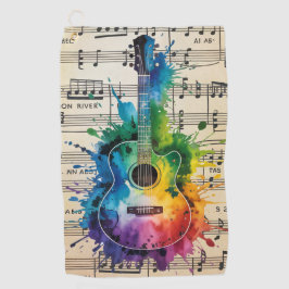 メロディカラフル:絵を描ヴィンテージ音楽のギター ゴルフタオル