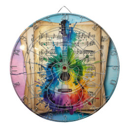 メロディカラフル:絵を描ヴィンテージ音楽のギター ダーツボード