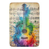 メロディカラフル:絵を描ヴィンテージ音楽のギター バスマット (正面縦)
