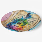 メロディカラフル:絵を描ヴィンテージ音楽のギター ペーパープレート (アングル)