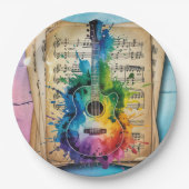 メロディカラフル:絵を描ヴィンテージ音楽のギター ペーパープレート (正面)