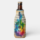 メロディカラフル:絵を描ヴィンテージ音楽のギター ボトルクーラー (ボトル正面)