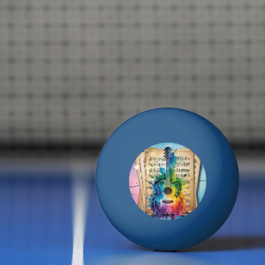 メロディカラフル:絵を描ヴィンテージ音楽のギター 卓球ボール (ネット)