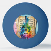 メロディカラフル:絵を描ヴィンテージ音楽のギター 卓球ボール (正面)