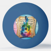 メロディカラフル:絵を描ヴィンテージ音楽のギター 卓球ボール (裏面)