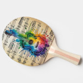 メロディカラフル:絵を描ヴィンテージ音楽のギター 卓球ラケット (横)