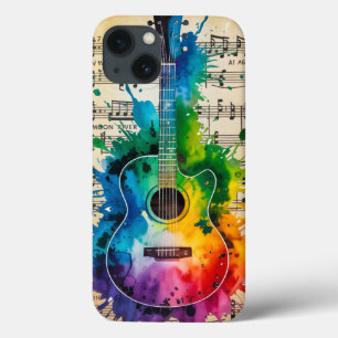 メロディカラフル:絵を描ヴィンテージ音楽のギター iPhone 13ケース