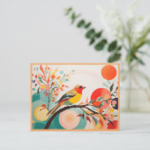 メロディック調和、抽象芸術ソンバードオンツリーブランチ ポストカード (スタンド正面)