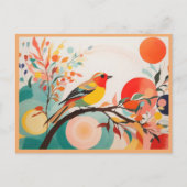 メロディック調和、抽象芸術ソンバードオンツリーブランチ ポストカード (正面)