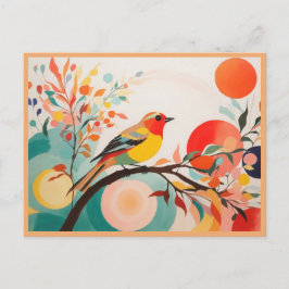 メロディック調和、抽象芸術ソンバードオンツリーブランチ ポストカード