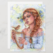 メロディベルフラワーナイチンゲールバードハープアートカード (正面/裏面)