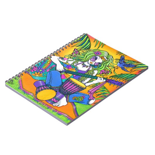 メロディーの虹のギターのヒッピーの妖精のノート ノートブック (左側)