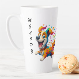 「メロディーマット」Tシャツ - 幻想的な音楽犬デザイン カフェラテマグ