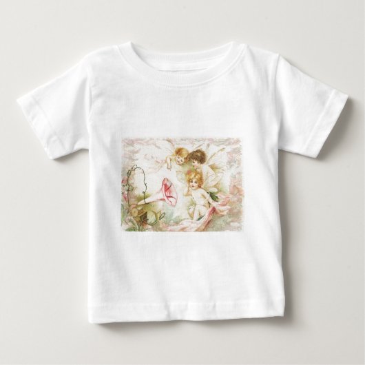 メロディー-天使、花、音楽 ベビーTシャツ (正面)