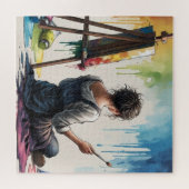 メロディ芸術的：水彩画の女の子 ジグソーパズル (横)