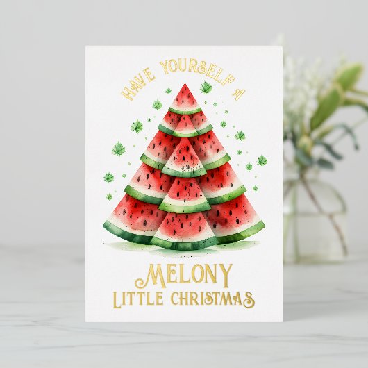 メロニーなクリスマスを楽しんで 箔シーズンカード (立ち正面)