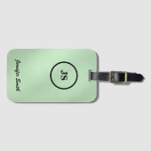 メロモノグラムのンググリーンつや消しスチール荷物タグ ラゲッジタグ (正面横)