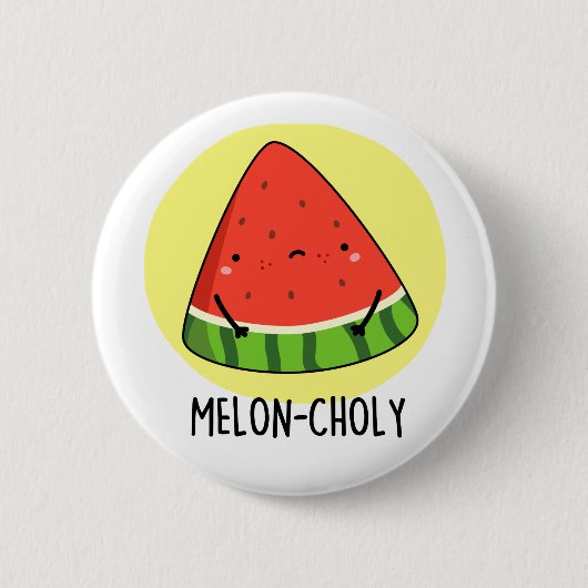 メロンおもしろいチョイ悲しいスイカ 缶バッジ (正面)